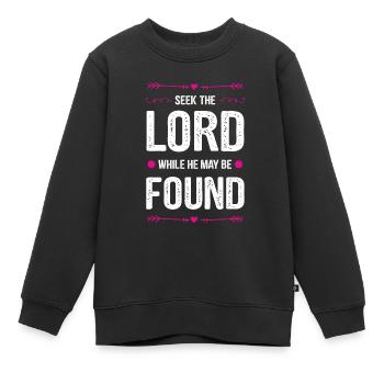 Proverbe biblique de Dieu - Sweat Premium enfant bio - noir - Devant - AI Model Kid Female (0cm)