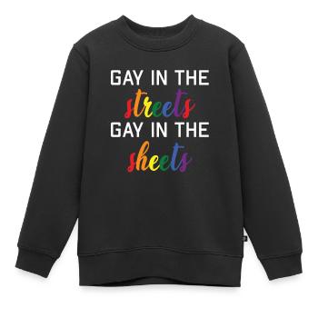 Schwul Auf Der Straße Schwul Im Bett - Kinder Premium Organic Sweatshirt - Schwarz - Vorne - AI Model Kid Female (0cm)
