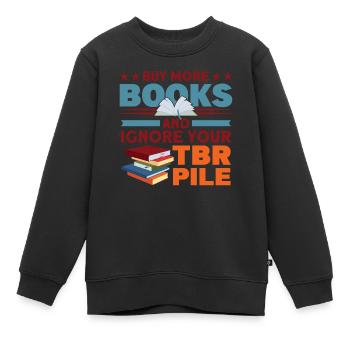 Buchliebhaber Design mit Büchern für Literatur - Kinder Premium Organic Sweatshirt - Schwarz - Vorne - AI Model Kid Female (0cm)