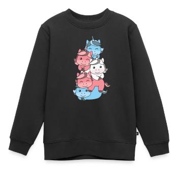 Transgender Flag Pride LGBTQ Cute Unicorn Stack - Sweat Premium enfant bio - noir - Devant - AI Model Kid Female (0cm)