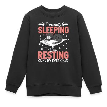 Je ne dors pas - chat - Sweat Premium enfant bio - noir - Devant - AI Model Kid Female (0cm)