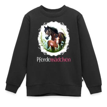 Pferdemädchen Pferdeshirt Pferde Fohlen Mädchen - Kinder Premium Organic Sweatshirt - Schwarz - Vorne - AI Model Kid Female (0cm)