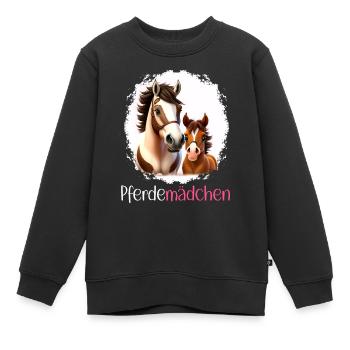 Pferdemädchen Pferdeshirt Pferd Mädchen Fohlen - Kinder Premium Organic Sweatshirt - Schwarz - Vorne - AI Model Kid Female (0cm)