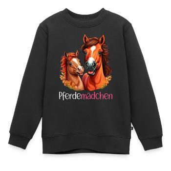Pferdemädchen Pferdeshirt Pferd Fohlen Mädchen - Kinder Premium Organic Sweatshirt - Schwarz - Vorne - AI Model Kid Female (0cm)