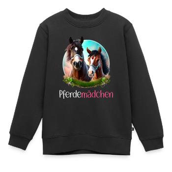 Pferdemädchen Pferdeshirt Pferd Fohlen Mädchen - Kinder Premium Organic Sweatshirt - Schwarz - Vorne - AI Model Kid Female (0cm)