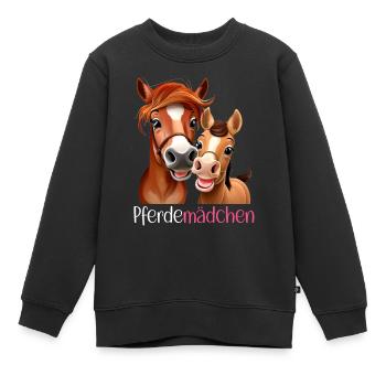 Pferdemädchen Pferdeshirt Pferd Comic Mädchen Süß - Kinder Premium Organic Sweatshirt - Schwarz - Vorne - AI Model Kid Female (0cm)