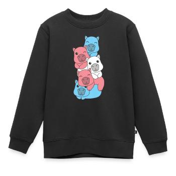 Transgender Flag Pride LGBTQ Mignon Capybara Stack - Sweat Premium enfant bio - noir - Devant - AI Model Kid Female (0cm)