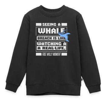 Rorqual bleu pour béluga et mammifères marins - Sweat Premium enfant bio - noir - Devant - AI Model Kid Female (0cm)