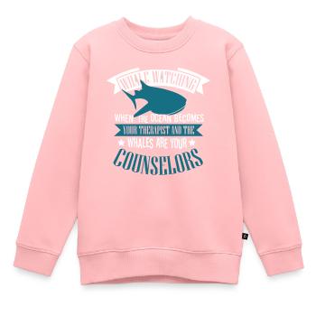 Citation de baleine pour le rorqual bleu et le béluga - Sweat Premium enfant bio - rose - Devant - AI Model Kid Female (0cm)