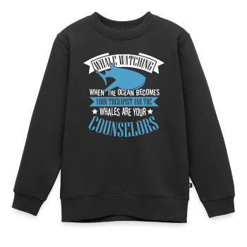 Rorqual bleu pour béluga et mammifères marins - Sweat Premium enfant bio - noir - Devant - AI Model Kid Female (0cm)