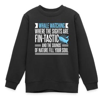 Whale design for whales and blue whales or beluga whales - Kids Premium Organic Sweatshirt - black - Front - AI Model Kid Female (0cm)