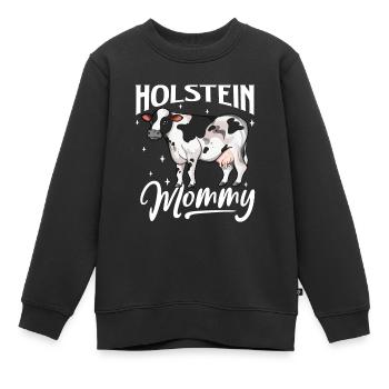 Holstein Mommy - Boeuf Holstein - Sweat Premium enfant bio - noir - Devant - AI Model Kid Female (0cm)