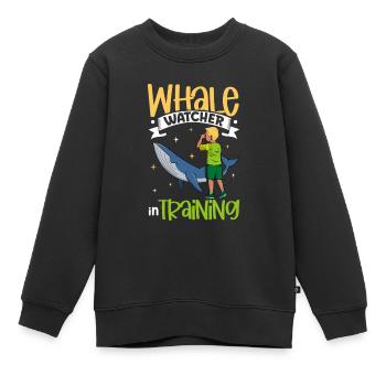Whale Watcher in Training - Walbeobachtung - Kinder Premium Organic Sweatshirt - Schwarz - Vorne - AI Model Kid Female (0cm)