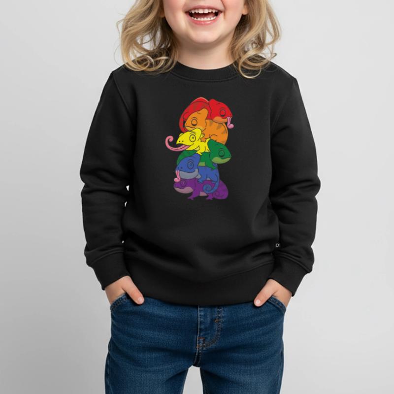 Drapeau arc-en-ciel Pride LGBTQ Mignon Caméléon Stack Sweat Premium enfant bio