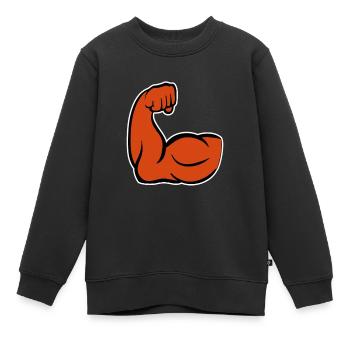 Biceps Arm Musculation - Sweat Premium enfant bio - noir - Devant - AI Model Kid Female (0cm)