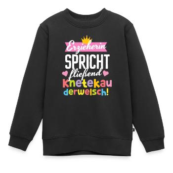 Kindergärtnerin Kita Knete Kauderwelsch Sprache - Kinder Premium Organic Sweatshirt - Schwarz - Vorne - AI Model Kid Female (0cm)