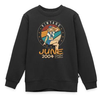 Vintage 2004 - Born In June 2004 - Kinder Premium Organic Sweatshirt - Schwarz - Vorne - AI Model Kid Female (0cm)