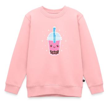 Thé à bulles - Sweat Premium enfant bio - rose - Devant - AI Model Kid Female (0cm)