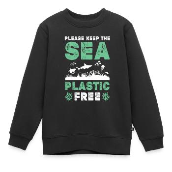 plastik save the ocean - Kinder Premium Organic Sweatshirt - Schwarz - Vorne - AI Model Kid Female (0cm)