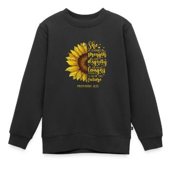 Bible - Sweat Premium enfant bio - noir - Devant - AI Model Kid Female (0cm)