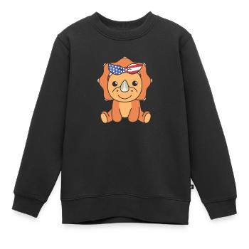 4 juillet American Triceratops for Kids USA - Sweat Premium enfant bio - noir - Devant - AI Model Kid Female (0cm)
