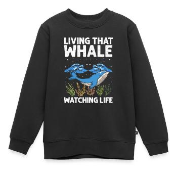 Orca Beobachtung für Buckelwale und Meerwale - Kinder Premium Organic Sweatshirt - Schwarz - Vorne - AI Model Kid Female (0cm)