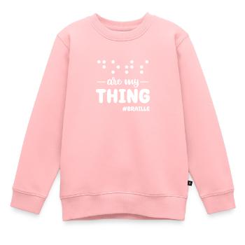 Braille Braille Blind Gift - Sweat Premium enfant bio - rose - Devant - AI Model Kid Female (0cm)