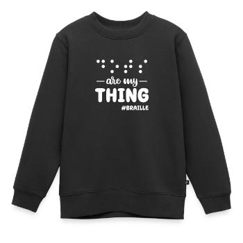 Braille Braille Blind Gift - Sweat Premium enfant bio - noir - Devant - AI Model Kid Female (0cm)