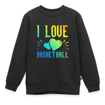 Ich liebe Basketball - Kinder Premium Organic Sweatshirt - Schwarz - Vorne - AI Model Kid Female (0cm)