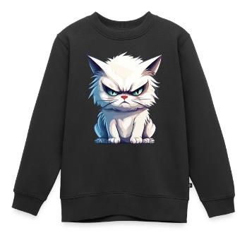 chat grincheux grincheux grincheux miaou drôle - Sweat Premium enfant bio - noir - Devant - AI Model Kid Female (0cm)