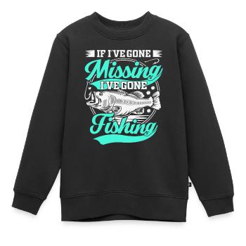 Quand j’ai disparu, je suis allé pêcher - Sweat Premium enfant bio - noir - Devant - AI Model Kid Female (0cm)