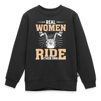 Echte Frauen Reiten Ihr Eigenes Biker - Kinder Premium Organic Sweatshirt - Schwarz - Vorne - AI Model Kid Female (0cm)