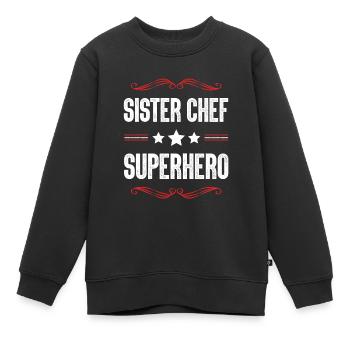 Sœur Super-héroïne - Sweat Premium enfant bio - noir - Devant - AI Model Kid Female (0cm)