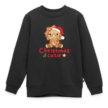 Tricératops Weihnachten Dinos Christmas Cutie - Sweat Premium enfant bio - noir - Devant - AI Model Kid Female (0cm)
