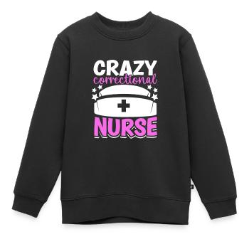 Un soignant fou en prison - Sweat Premium enfant bio - noir - Devant - AI Model Kid Female (0cm)