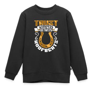 Trust between hoof beats - horses - Kids Premium Organic Sweatshirt - black - Front - AI Model Kid Female (0cm)