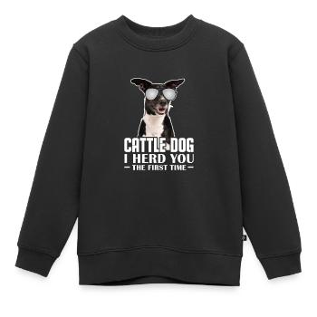 Cadeau de chien de bétail australien - Sweat Premium enfant bio - noir - Devant - AI Model Kid Female (0cm)