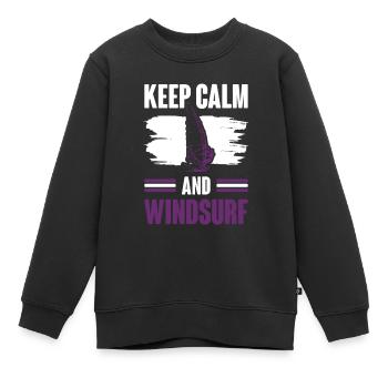 keep calm windsurfen - Kinder Premium Organic Sweatshirt - Schwarz - Vorne - AI Model Kid Female (0cm)
