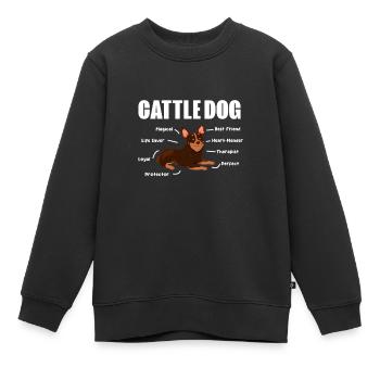Cadeau de chien de bétail australien - Sweat Premium enfant bio - noir - Devant - AI Model Kid Female (0cm)