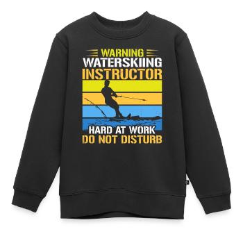 Avertissement : les moniteurs de ski nautique travaillent d’arrache-pied - Sweat Premium enfant bio - noir - Devant - AI Model Kid Female (0cm)