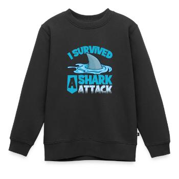 Attaque de requin - Sweat Premium enfant bio - noir - Devant - AI Model Kid Female (0cm)