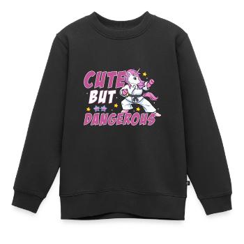 Mignon mais dangereux - Sweat Premium enfant bio - noir - Devant - AI Model Kid Female (0cm)