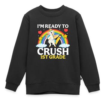 Je suis prêt à conquérir la 1ère classe - Sweat Premium enfant bio - noir - Devant - AI Model Kid Female (0cm)
