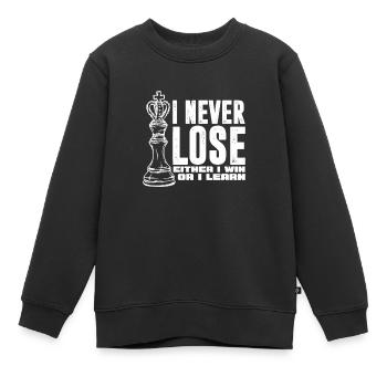 Schach Schachbrett Schachmatt Schachspieler - Kinder Premium Organic Sweatshirt - Schwarz - Vorne - AI Model Kid Female (0cm)