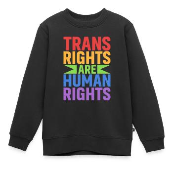 Les droits des personnes trans sont des droits humains - Sweat Premium enfant bio - noir - Devant - AI Model Kid Female (0cm)