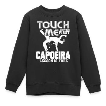 Capoeira First Capoeira Lesson Is Free - Kids Premium Organic Sweatshirt - black - Front - AI Model Kid Female (0cm)