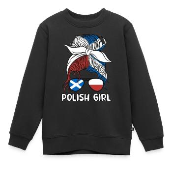 Half Scottish Half Polish Girl Poland Scotland - Kids Premium Organic Sweatshirt - black - Front - AI Model Kid Female (0cm)