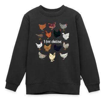 Ich liebe Hühner - Kinder Premium Organic Sweatshirt - Schwarz - Vorne - AI Model Kid Female (0cm)