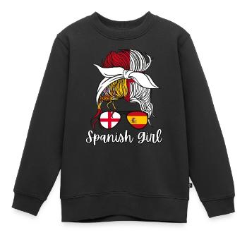 Fille espagnole Drapeau anglais Espagne chica española - Sweat Premium enfant bio - noir - Devant - AI Model Kid Female (0cm)