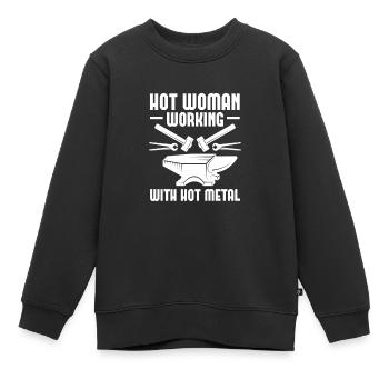 Forgeron Schiede enclume coutelier cadeau - Sweat Premium enfant bio - noir - Devant - AI Model Kid Female (0cm)
